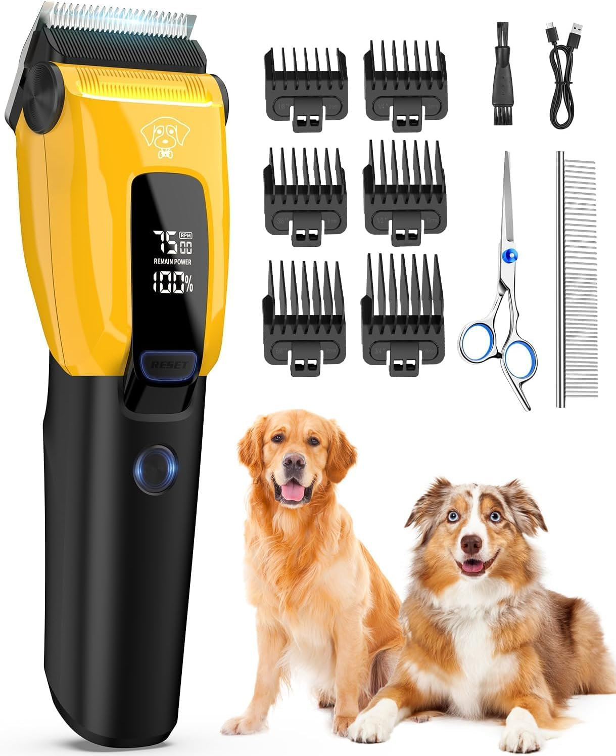 Dog Grooming Kit with 6 Guide Combs, USB Rechargeable Dog Clippers, Low Noise Cordless Electric Pet Hair Trimmers Set for Small Large Dogs Cats image number 5