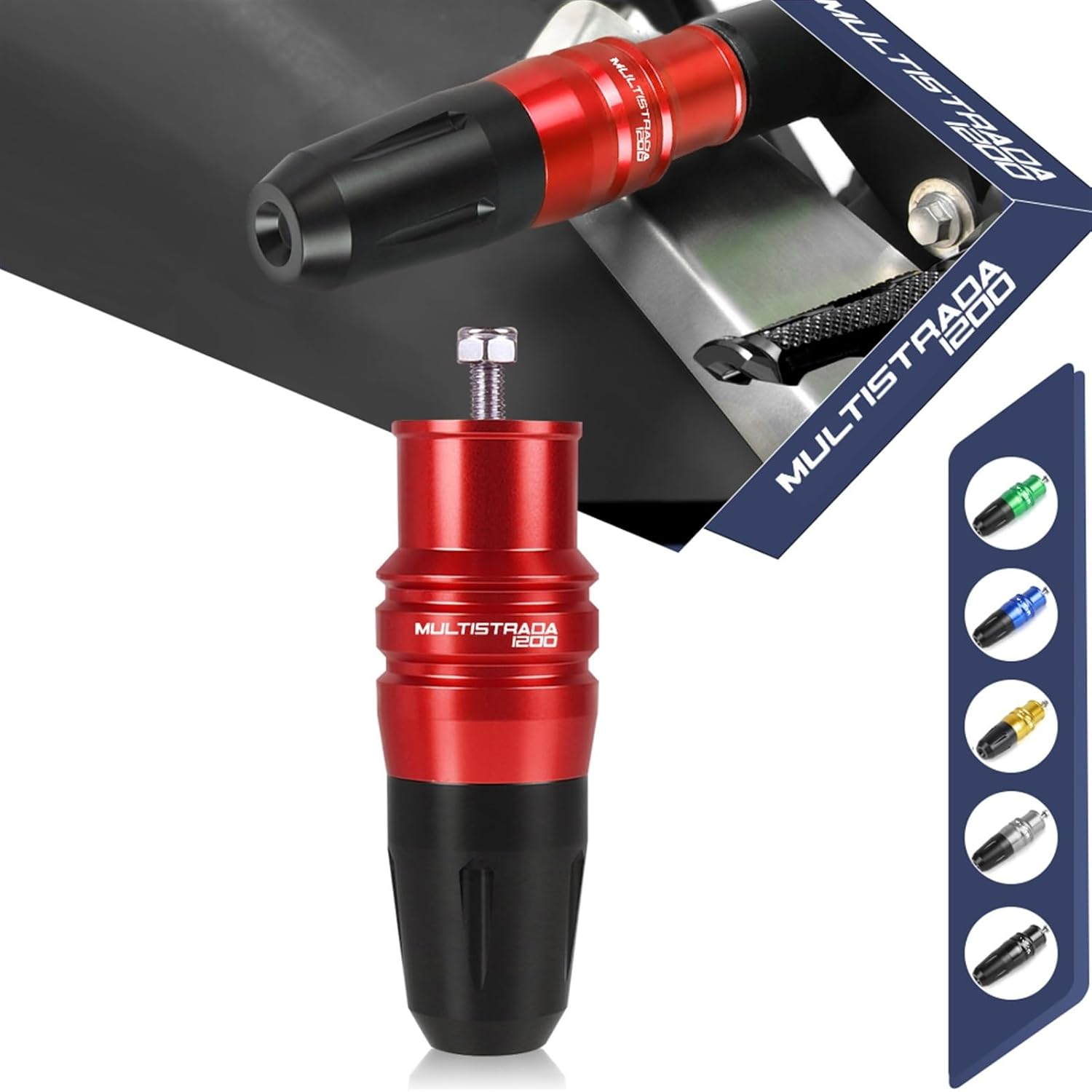 Motorbike Frame Sliders for Ducati Multistrada 1200 2010-2020 2019 2018 17 Motorcycle Accessories Falling Crash Bar Protection Exhaust Sliders Protector (Color : Red, Size : Multistrada 1200) image number 5