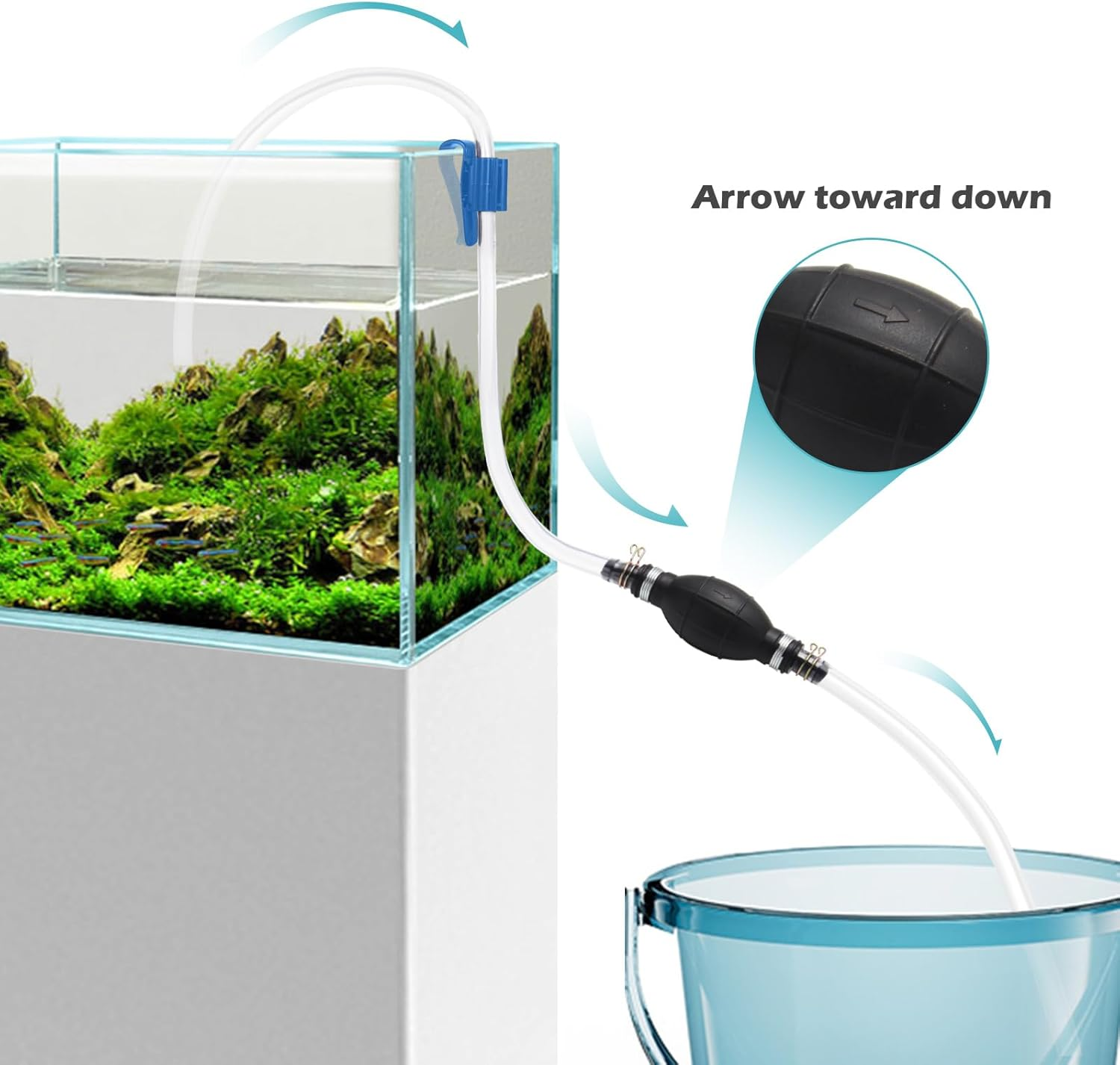 Gas Siphon Hose Pump, Manual Hand Water Pump, Gasoline Transfer Pump for Water Gas Oil Petrol Diesel, Fuel Siphon Pump with 2 Durable PVC Syphon Hoses, HH016 image number 6