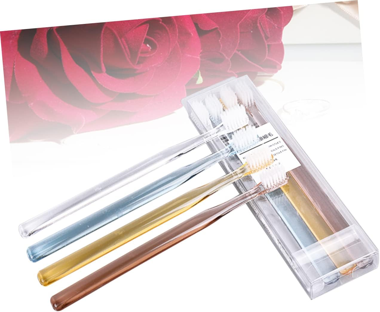 SEWOART 8Pcs Soft Bristle Toothbrushes Small Head Crystal Design 2 Boxes Assorted Colors Suitable for Travel and Home Use Adult Oral Care image number 1