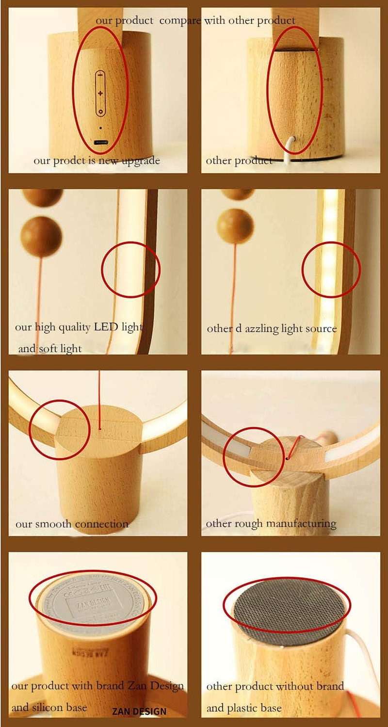Heng Balance Lamp,Creative Smart Balance Magnetic Switch LED Table Lamp,Usb Powered Rechargered LED Table Lamp Desk Lamp for Home,Office (Wood)