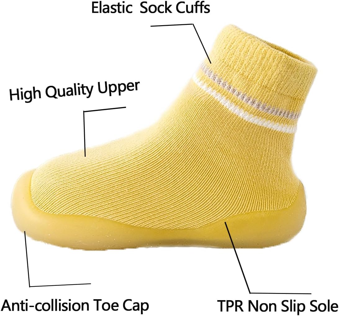 Jopenope Baby Shoes Toddler Shoes Socks First Walking Shoes Sock Non Slip Lightweight Slip-On Shoes Floor Socks with Soft Rubber Sole for Baby Boy Girl