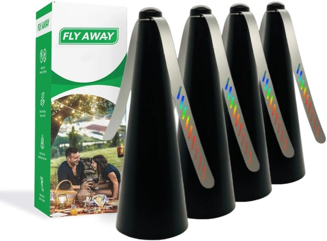 Fly Away - 4 Pack Outdoor Fly Repellent Fan, outside or inside Table Use, Restaurant, Barbeque, Events, Deter Flies, Wasps, Bees, Other Moscas and Bugs Away, Battery Operated, Tabletop, Hanging Hook. image number 2