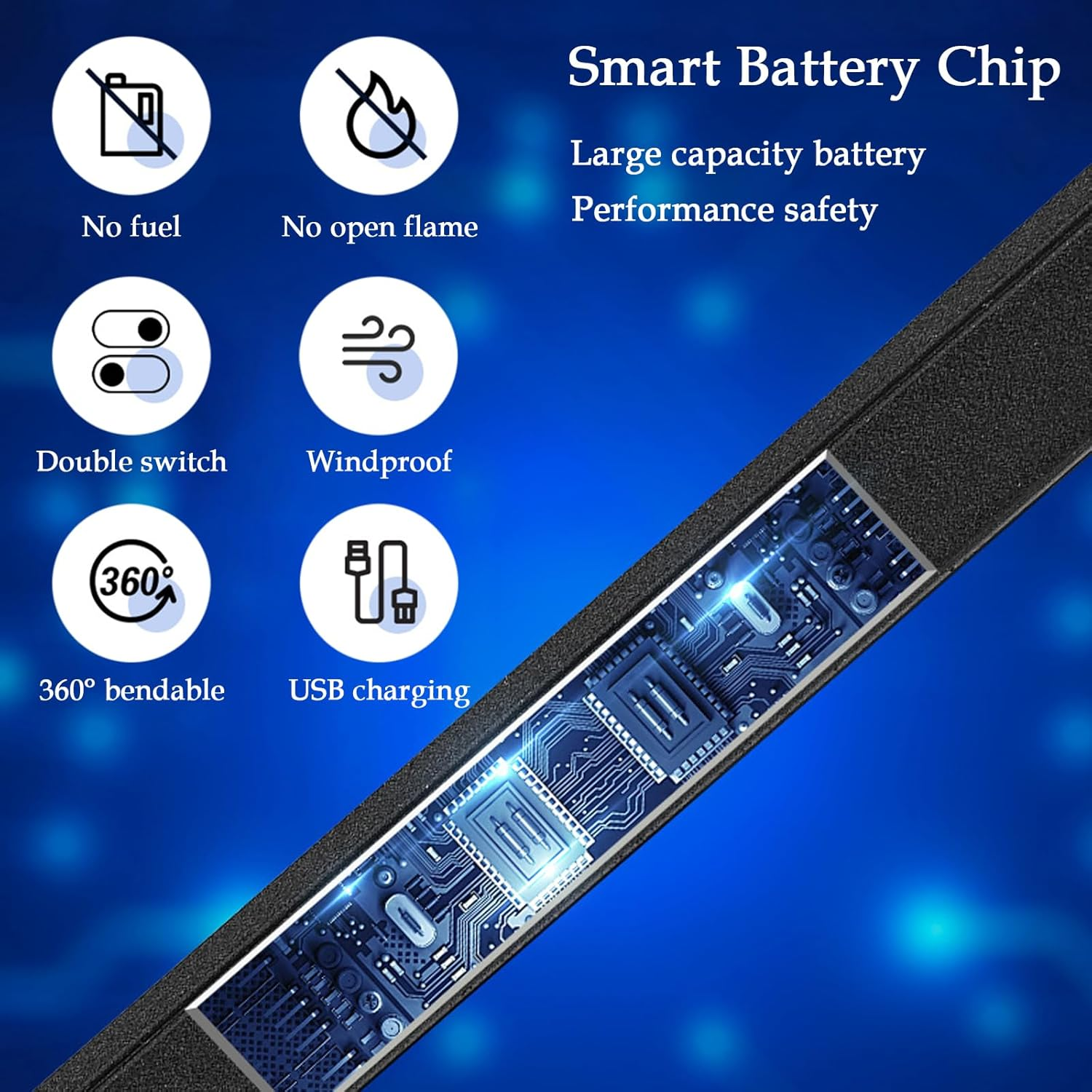 Electric Lighter, 2 Pack of USB Rechargeable Candle Lighter with Hook, Windproof Arc Lighters with Battery Indicator and Safety Switch for Candle, Kitchen,Grill,Camping (Black+Blue) image number 2