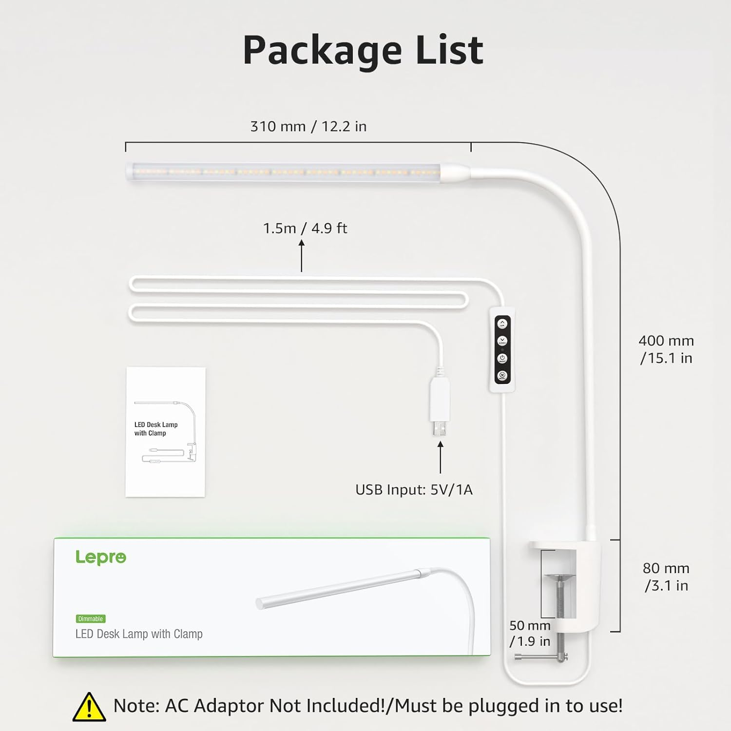 LED Desk Lamp with Clamp, 3 Color Modes 10 Brightness, Eye-Caring Clip on Desk Lamp, Adjustable Long Flexible Gooseneck Table Light for Bed Headboard, Home Office, Computer (White) image number 3
