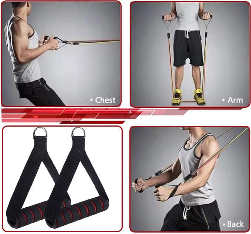 Exercise Handles Kit for Resistance Bands, 4 Cable Machine Handles with 4 Hooks for Pilates Yoga Strength Trainer, Replacement Fitness Equipment Pull down Home Gym, Working Out Handles image number 5