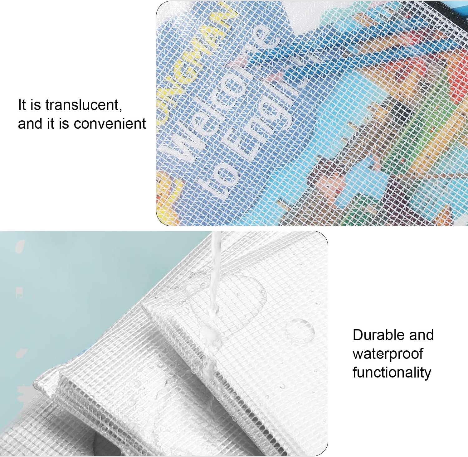 30 Pack Mesh Zipper Pouch, Waterproof Document Bag, Zip File Folders, A3|A4|A5 Size, 5 Colors