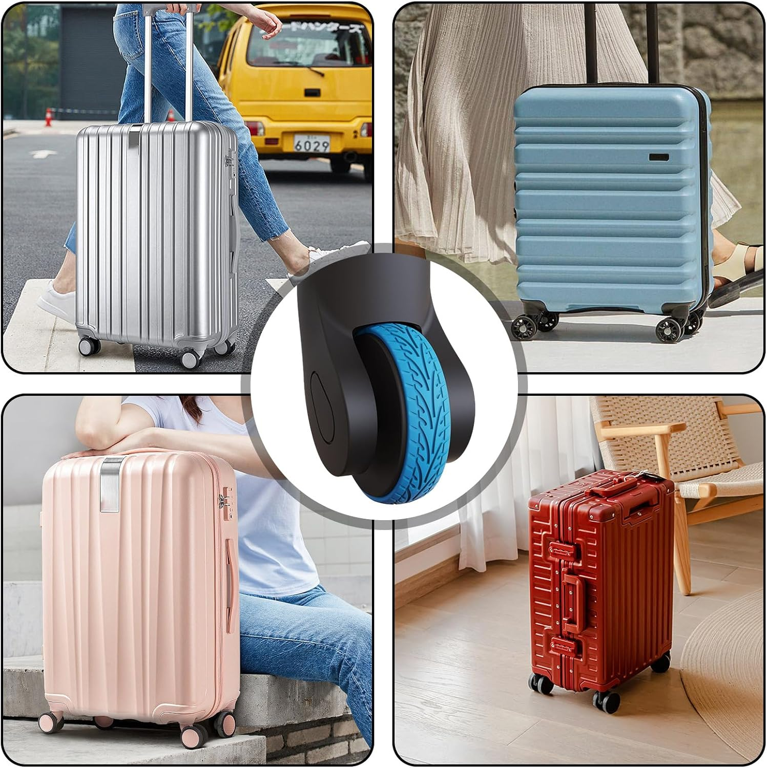 Luggage Wheel Protector - Silicone Luggage Caster Cover | Travel Accessories, Suitcase Wheels Protector Cover Replacement, and Reduce Noise Hoffti image number 2