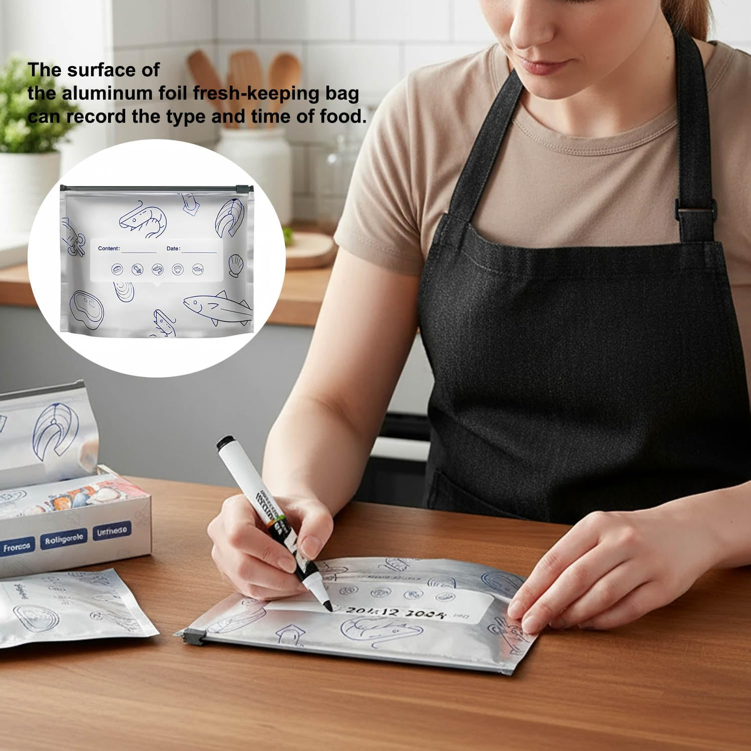 Pack of 30 Reusable Storage Bags, Airtight Cooler Bags, Aluminium Preservation Bags, with Zipper, for Storing Biscuits, Sweets, Fruits, Vegetables and Meat image number 1