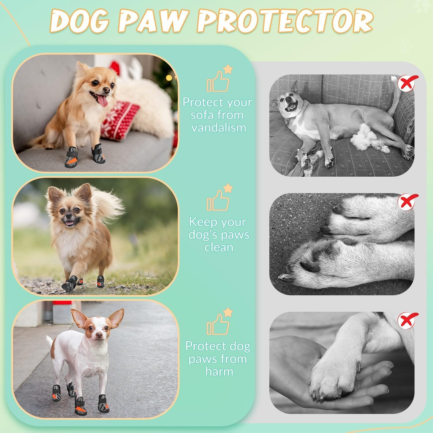 Slowton Dog Shoes for Small Dogs - 4PCS Breathable Dog Boots & Paw Protectors for Summer Hot Pavement with Rugged Anti-Slip Soles for Walking Running Hiking image number 5