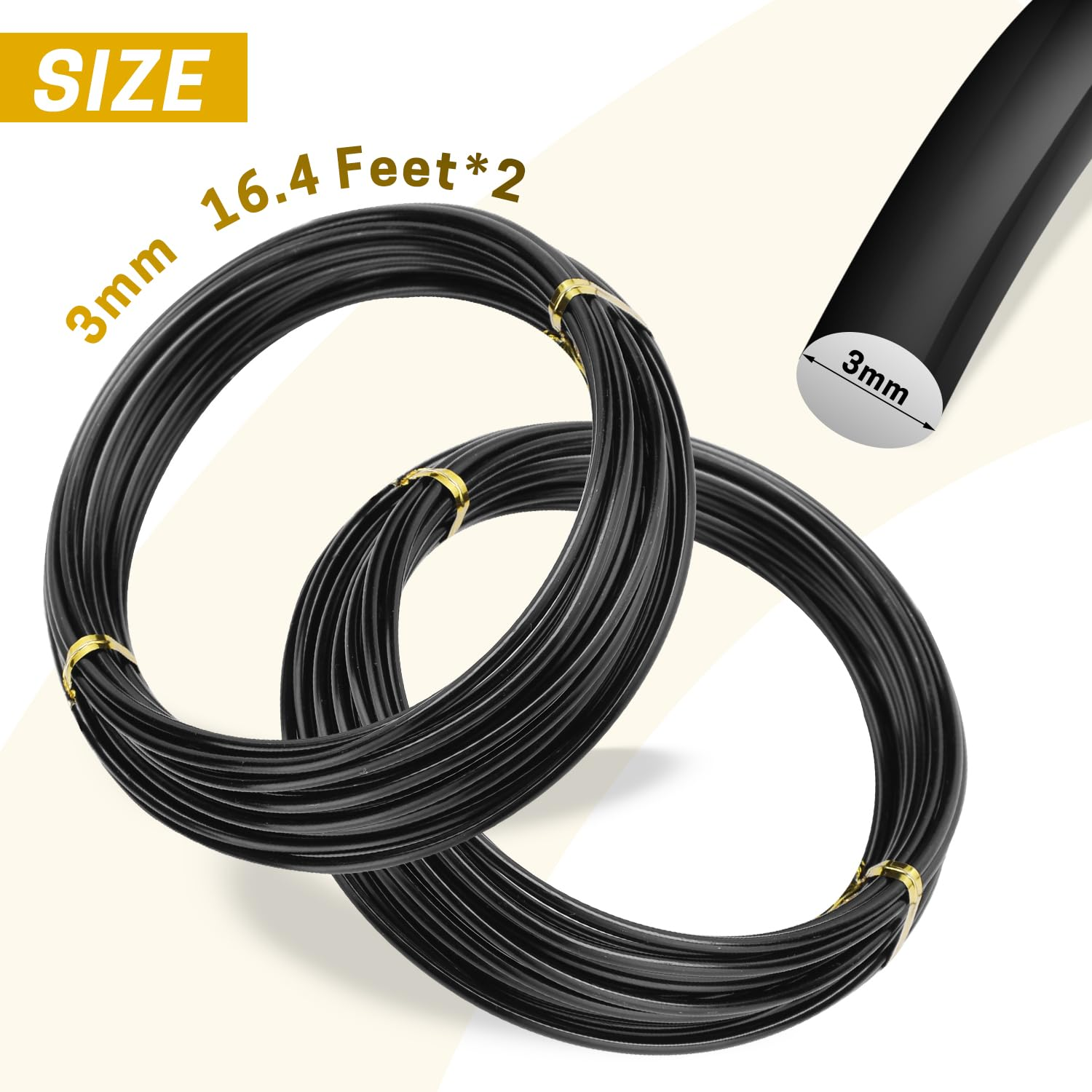 ZELARMAN 32.8 Feet Black Aluminum Craft Wire 3 Mm Thickness Bendable Metal Craft Wire DIY Crafts Making image number 6