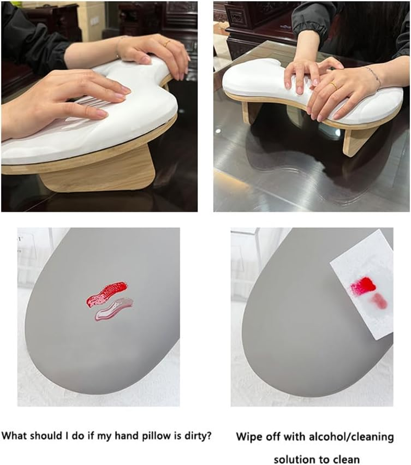 U-Shaped Arm Rest for Nails Tech,Professional Soft PU Leather Hand Cushion with Wood Legs,Nail Hand Rest for Nail Tech Must Haves,Comfortable Ergonomic Arm Support for Gel Polish,Nail Art image number 2