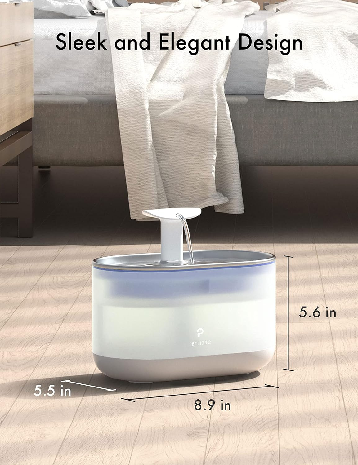 PETLIBRO Ultra Quiet Pet Water Fountain 2.1L, Stainless Steel Top Cat Fountain with Two Flow Modes, Bpa-Free Capsule Water Fountain, Visible Water Level with 4 Large Filters image number 2