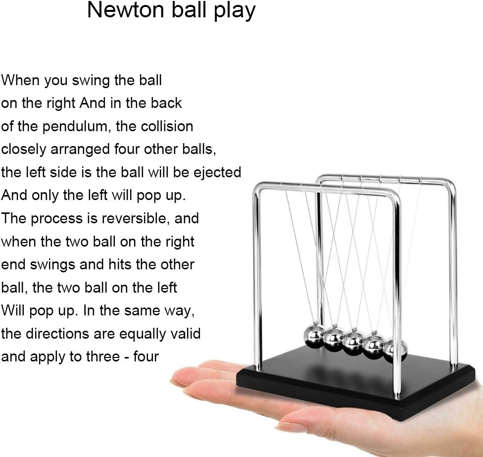 Newtons Cradle Ballsnewton'S Metal Balance Kids Toys with Black Wooden Base Science Kinetic Psychology Game for Office Stress Relief and Intelligence Development image number 1