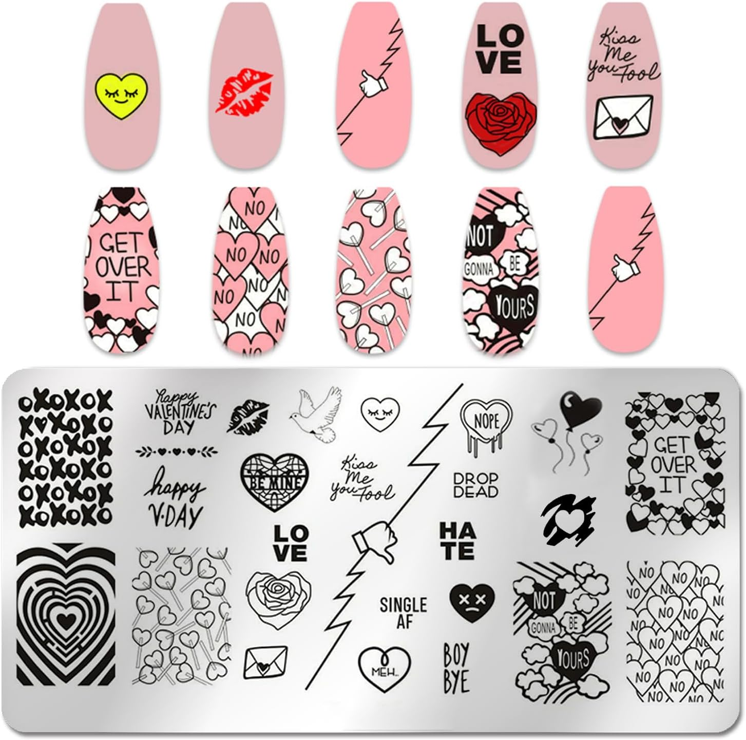 SILPECWEE 6 Pieces Valentine'S Day Nail Stamp Nail Stamping Plate Holiday Heart Nails Design Nail Stencils Nail Art Template Nail Polish Stamp Tools Nail Art Accessories for Acrylic Nails image number 4