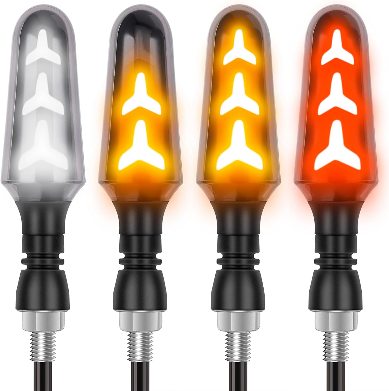 Kinstecks 4PCS Motorcycle Indicators Flowing Turn Signal Lights Motorbike Turning Indicators Daytime Running Lights Taillights Brake Lights 12V for Motorcycle Motorbike image number 4