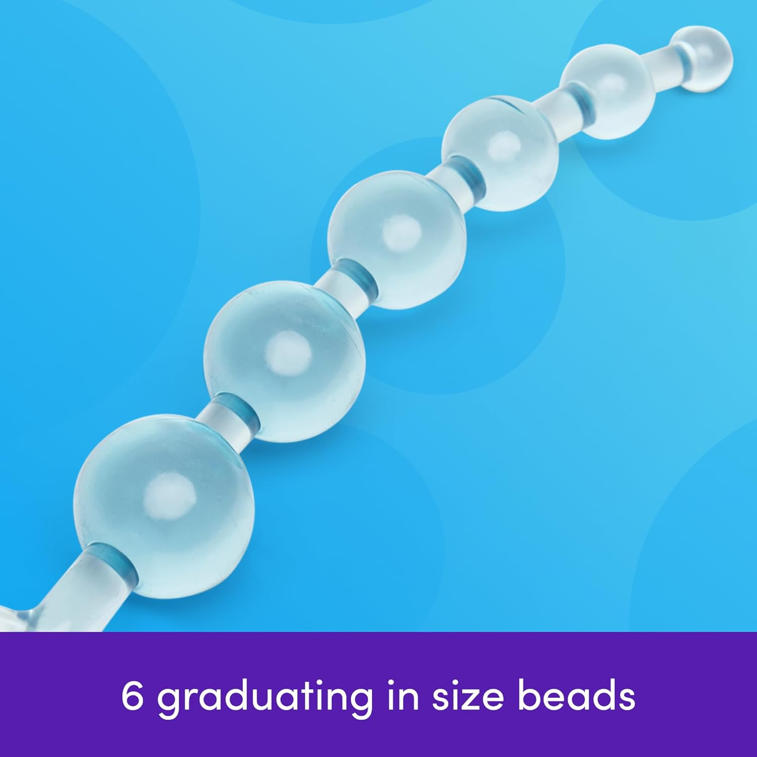 Lovehoney Blue Anal Beads String with Finger Loop - Smooth and Flexible PVC - Beginner Friendly - Graduated Sizes - 6 Inch image number 2