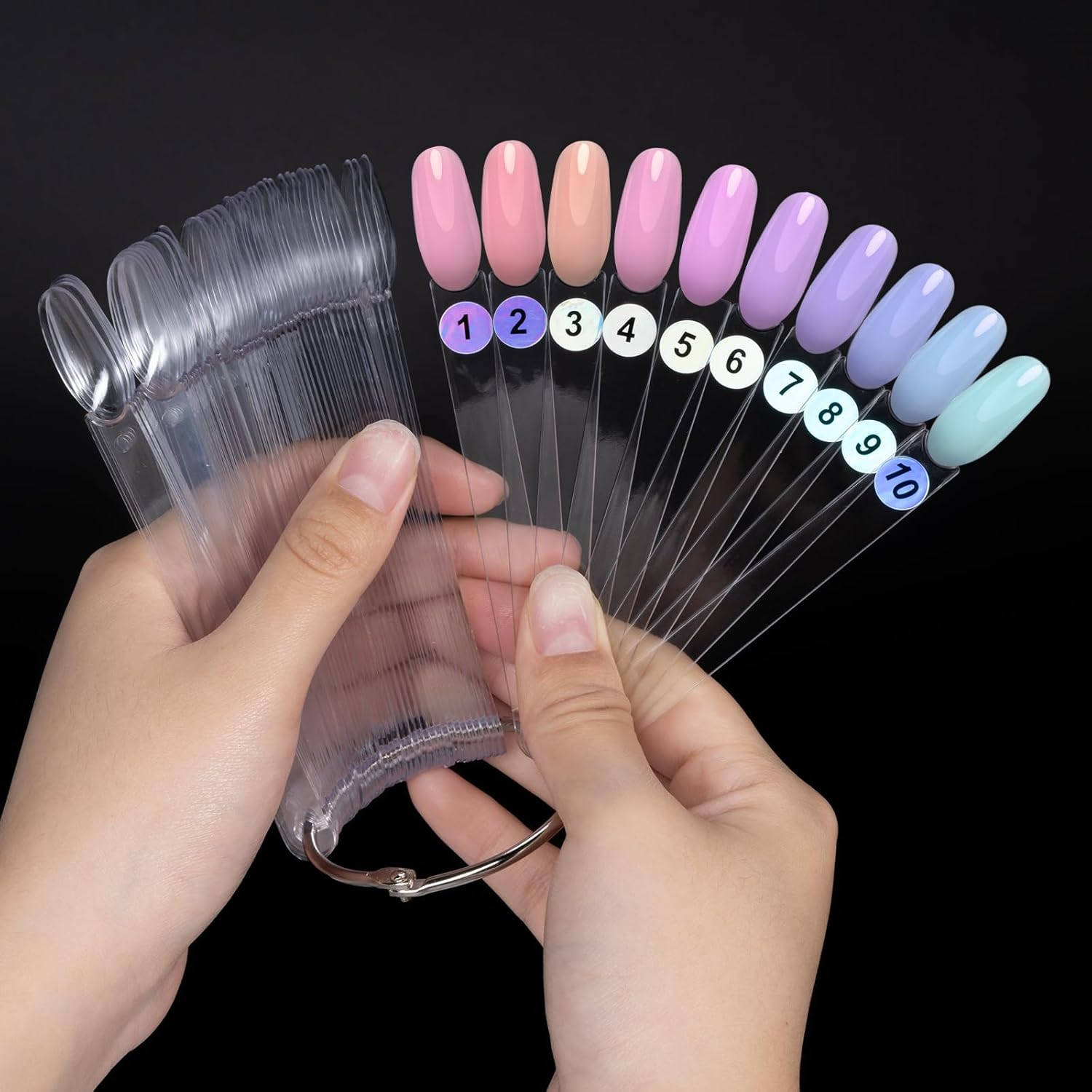 Nail Pattern Sticks, 300 Pieces, Nail Sticks, Nail Colour Display Stand, Semi-Permanent Nail Polish Colour Chart for Nail Art Style and Colour Display with Number Stickers 1-300