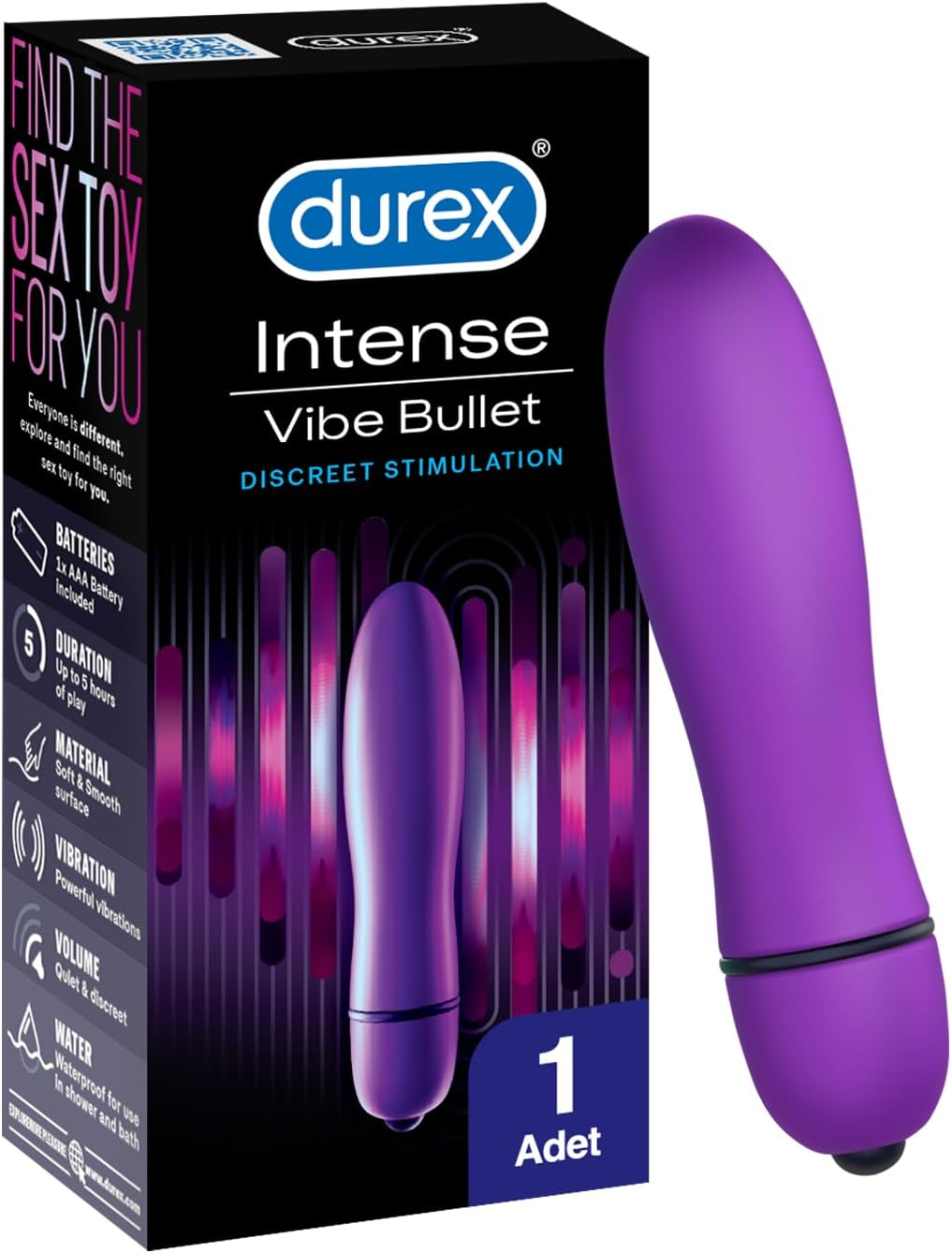 Durex Intense Vibrations Vibe Bullet Pleasure Toy for Couple Waterproof Female Vibrators Massager image number 3