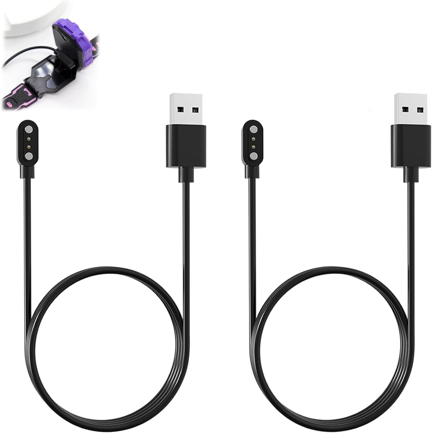 Magnetic Charger, 2 Pcs Watch Magnetic Charging Cable, Smart Watch Charging Cable Compatible with Fitpolo, Chargers Compatible with IDW13/IDW16/IDW19 Kids Fitness Tracker Watch (Black) image number 5