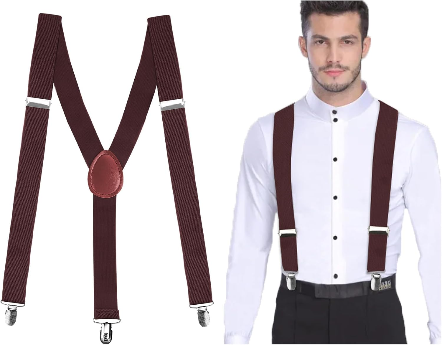 Men'S Suspenders, 1PCS 3 Hooks and Elastic Straps Y-Back, Dress Duty Braces for Heavy Duty, Big and Tall