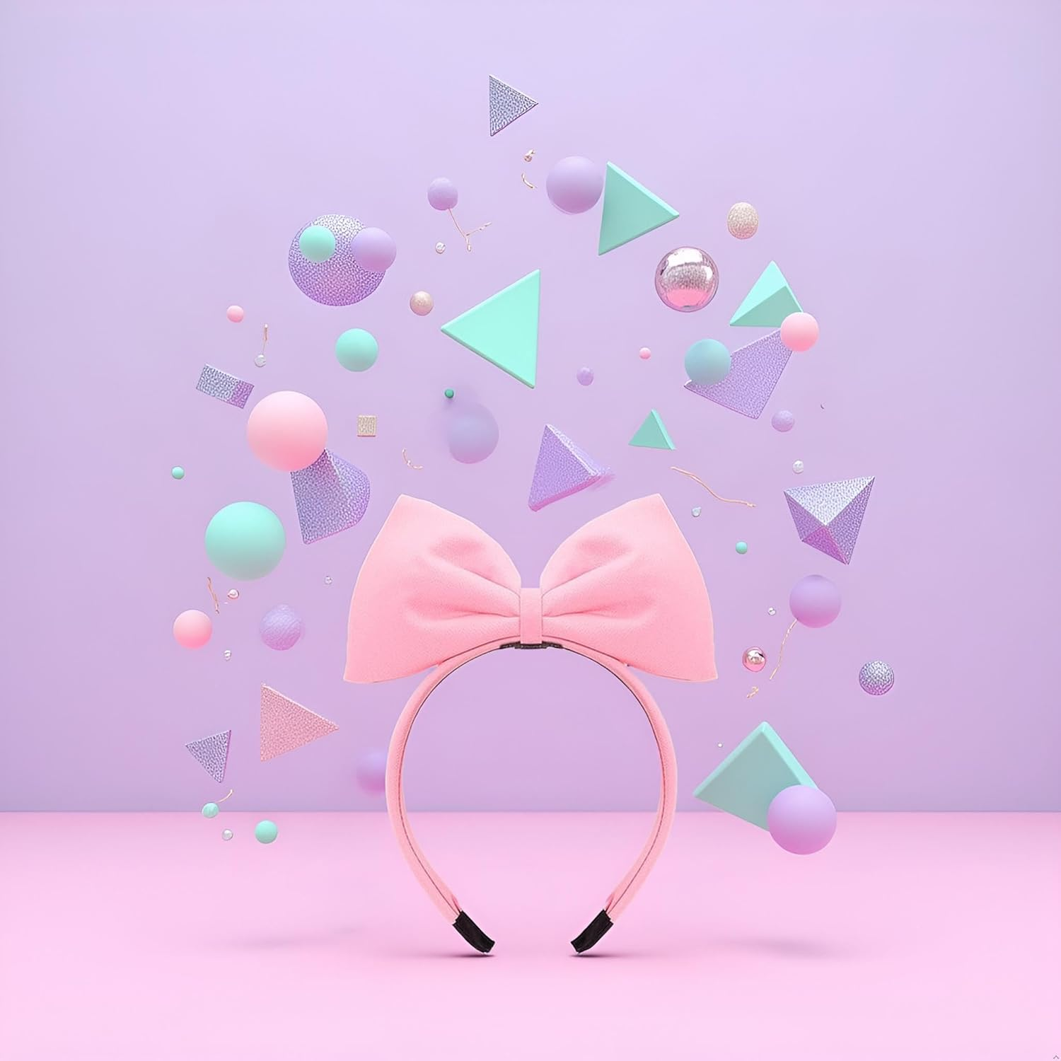 1Pc Sweet Pink Halloween Bow Headband Bowknot Hair Hoops Bands Headpiece Hairband for Women and Grils,Women Christmas Birthday Party Decorations Accessories Easy to Wear,Headbands Hair Accessories image number 1