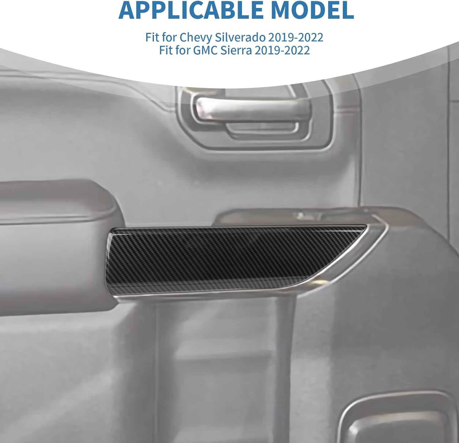 PDKLIN for Silverado Rear Door Panel Trim Cover for Chevy Silverado/Gmc Sierra 2019-2022(Double Cab) Carbon Fiber Interior Accessories 2Pcs image number 4