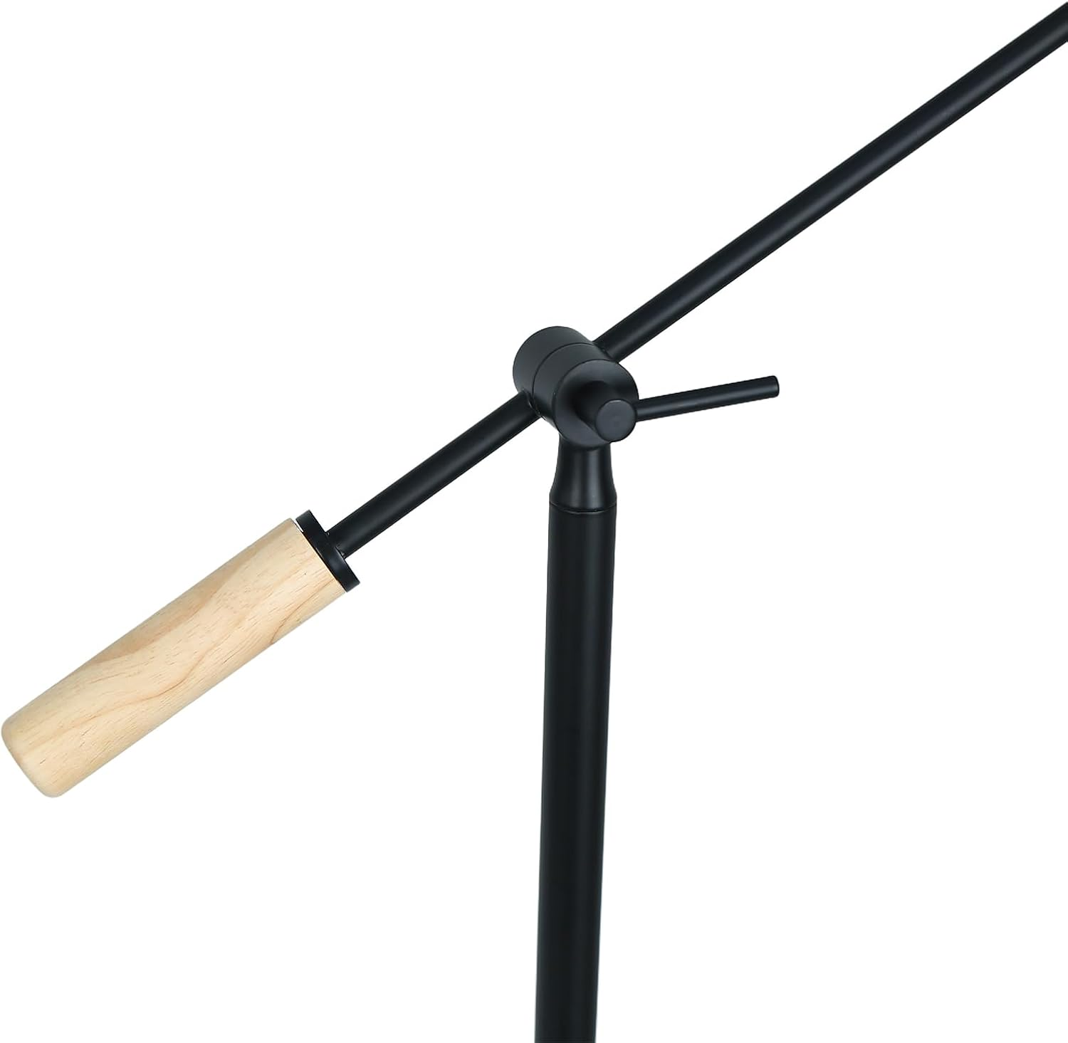 Lexi Lighting Scandinavian Adjustable Floor Lamp, Height 140Cm, E27 Lamp Holder, Black Metal Stand and Shade, Adjustable Arm with Wooden Handle, Task Light and Reading Lamp for Sofa-Side D&eacute;cor image number 2