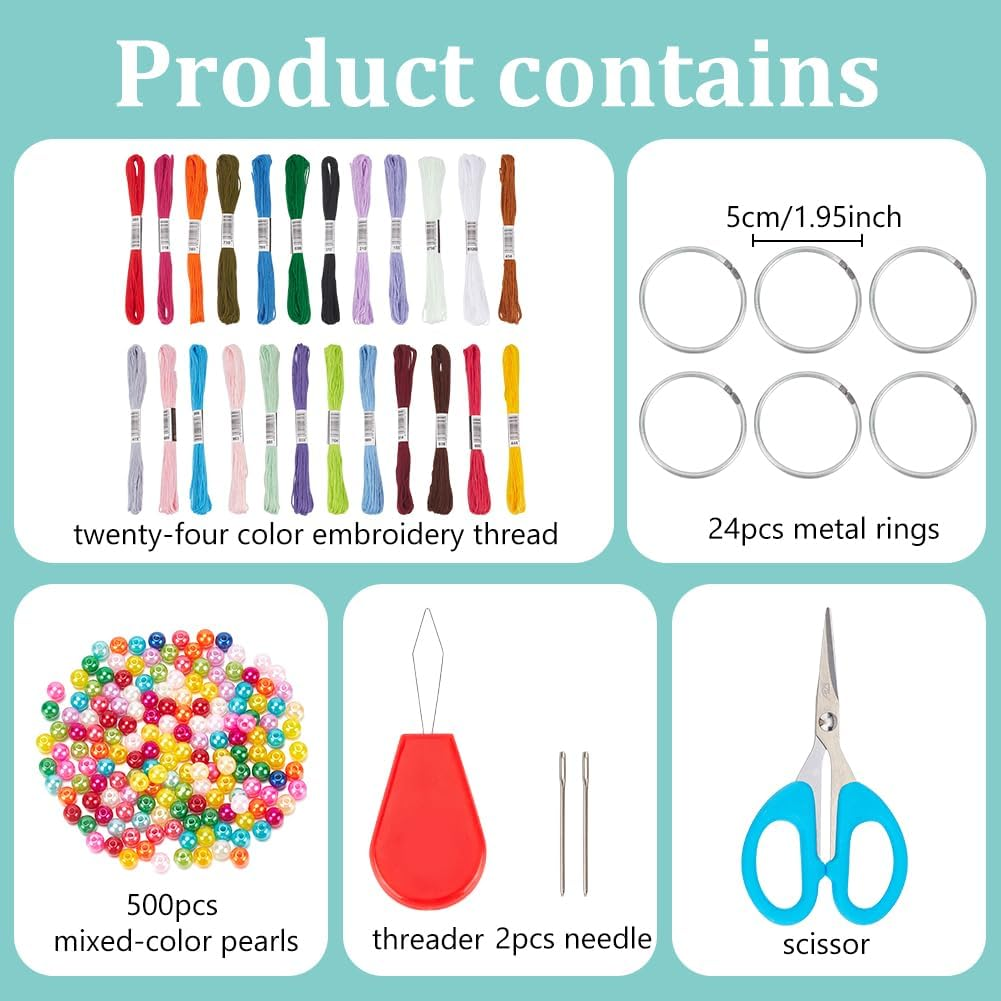 INFUNLY 24PCS DIY Small Dream Catcher Kits for Beginners Colorful Handmade Dreamcatcher Kit for Starters DIY Mini Ornament Making Kit for Bedroom Car Mirror Keychain Bag Bohemian Decoration Craft Gift image number 5