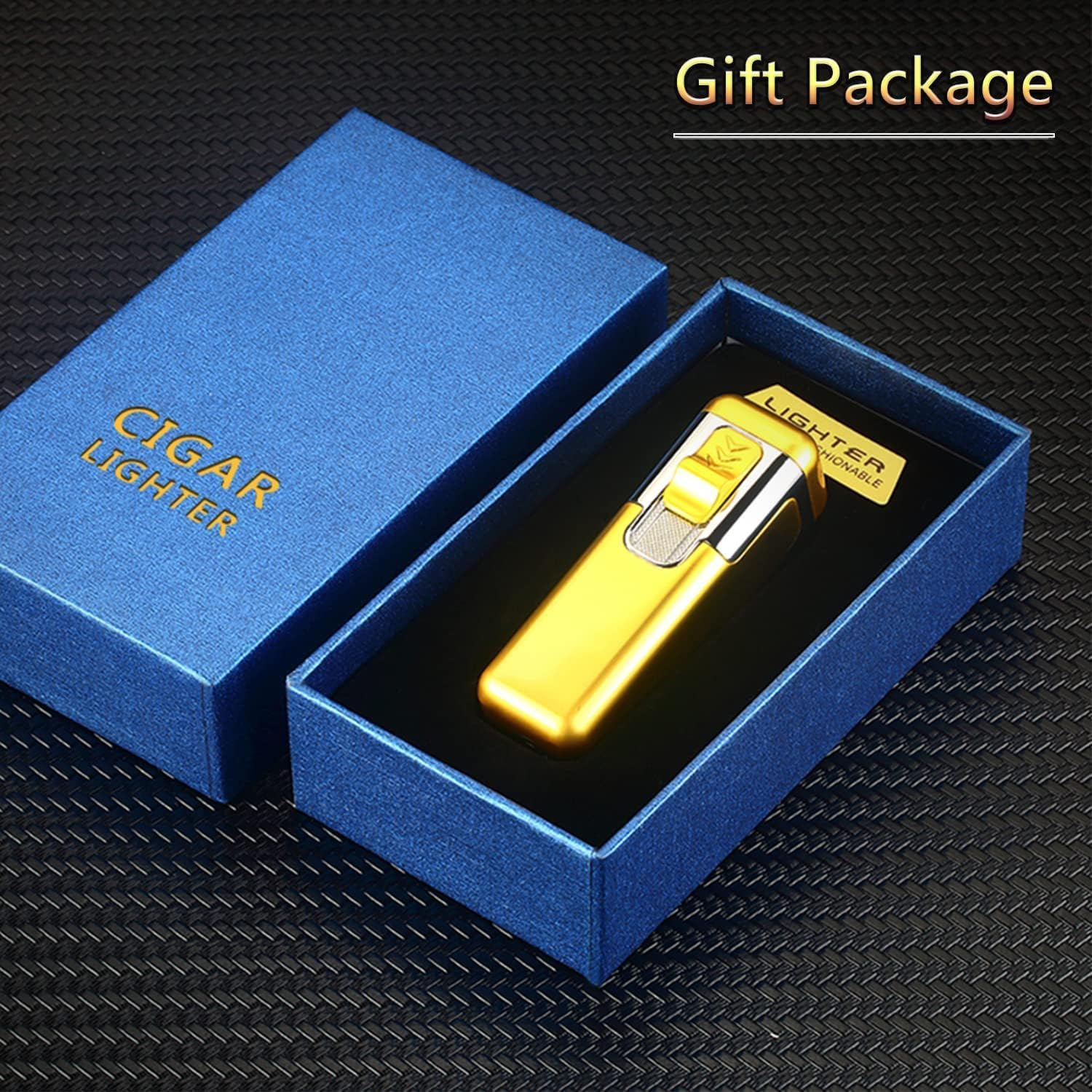 Gifts for Men, Torch Lighter, Quad 4 Jet Flame Cigar Lighter, Refillable Butane Lighter Windproof Multi Utility Lighter for Candle, Grill, Fireworks, Camping (Without Fuel) in Gift Box Matt Black image number 3