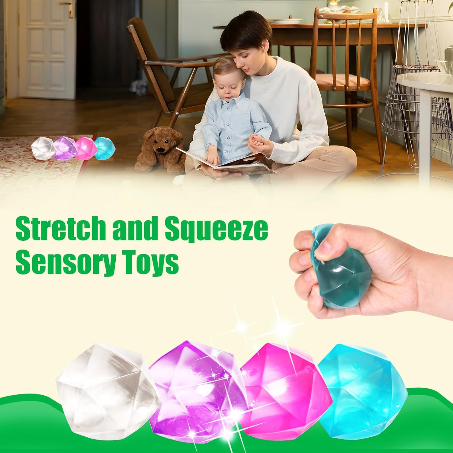 Stress Cube - Squishy Stress Balls-Sensory Fidget Toy for Your Best Mellow and Chill - Square Shape with Filling in Assorted Blue Pink Purple White - Age 3 to Adult - Pack of 1 (White)