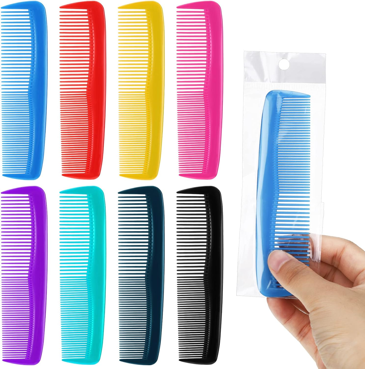 Vesici 100 Packs Combs Bulk Individually Wrapped Multicolor Disposable Travel Comb Bulk Hair for Hotel Small Combs Homeless Shelter Church(Multicolor)