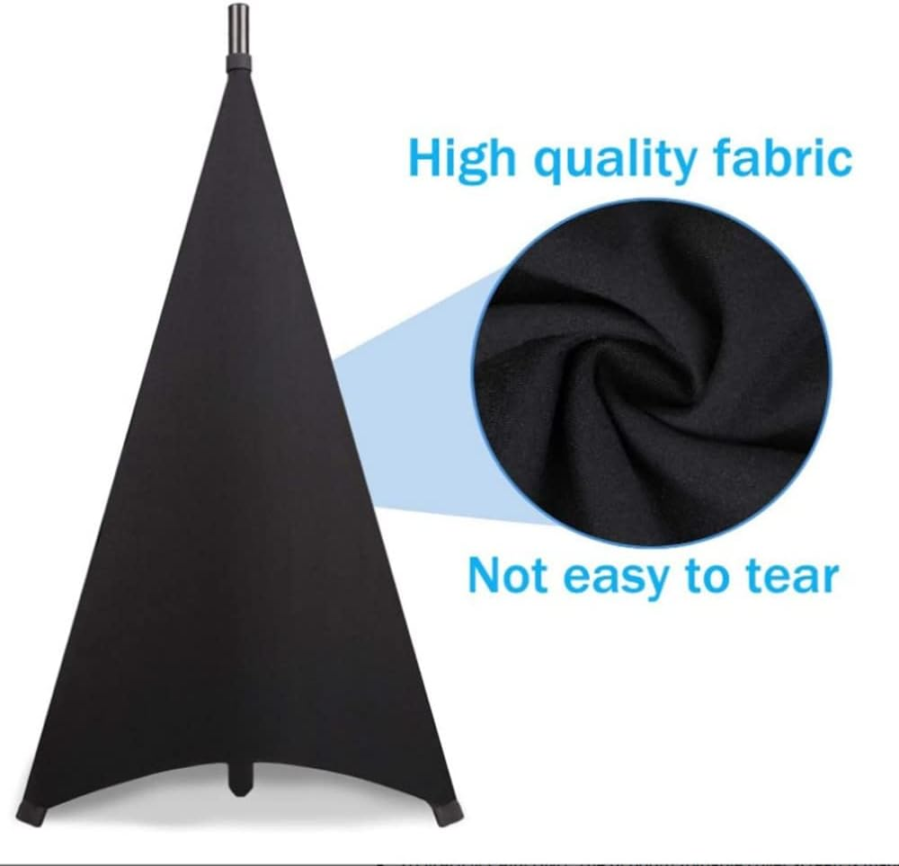 Lehom Speaker Stand Cover 2 Pack Tripod Stand Strech Fabric 360 Degree Coverage Triple Sided Dj Accessory for Weddings, Banquets, Parties, Events, Birthday (Black) image number 6