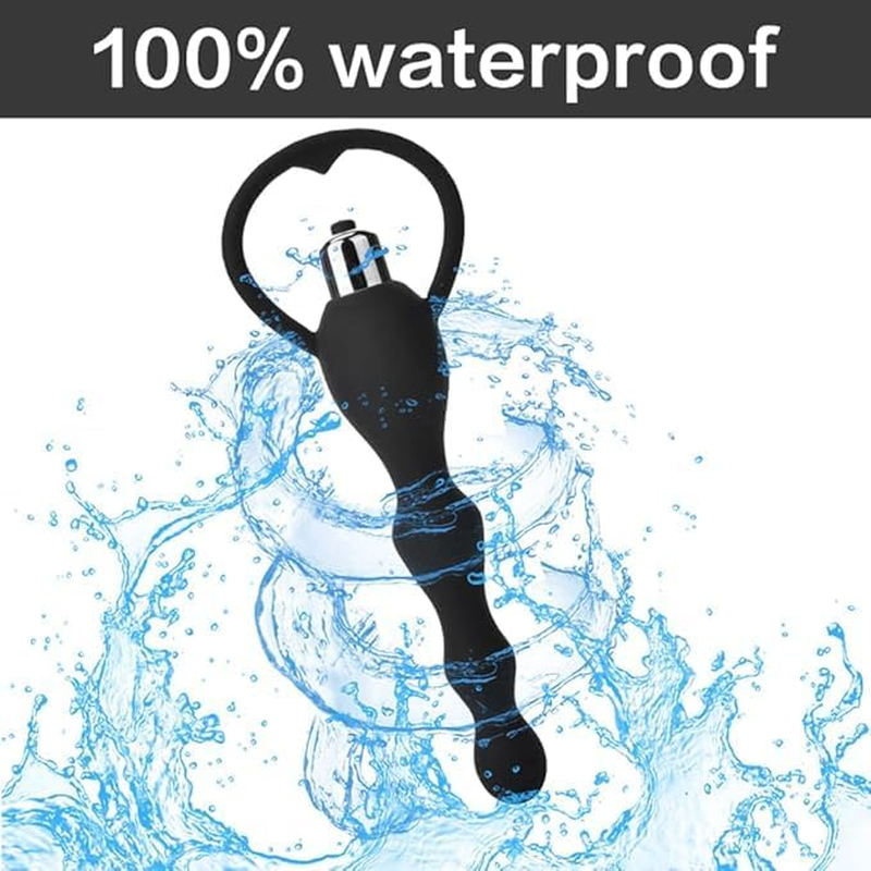 Vibrating Anal Beads Butt Plug, Graduated Design Silicone Anal Vibrator Waterproof G Spot Anal Sex Toy for Men Women and Adult (Black) image number 1