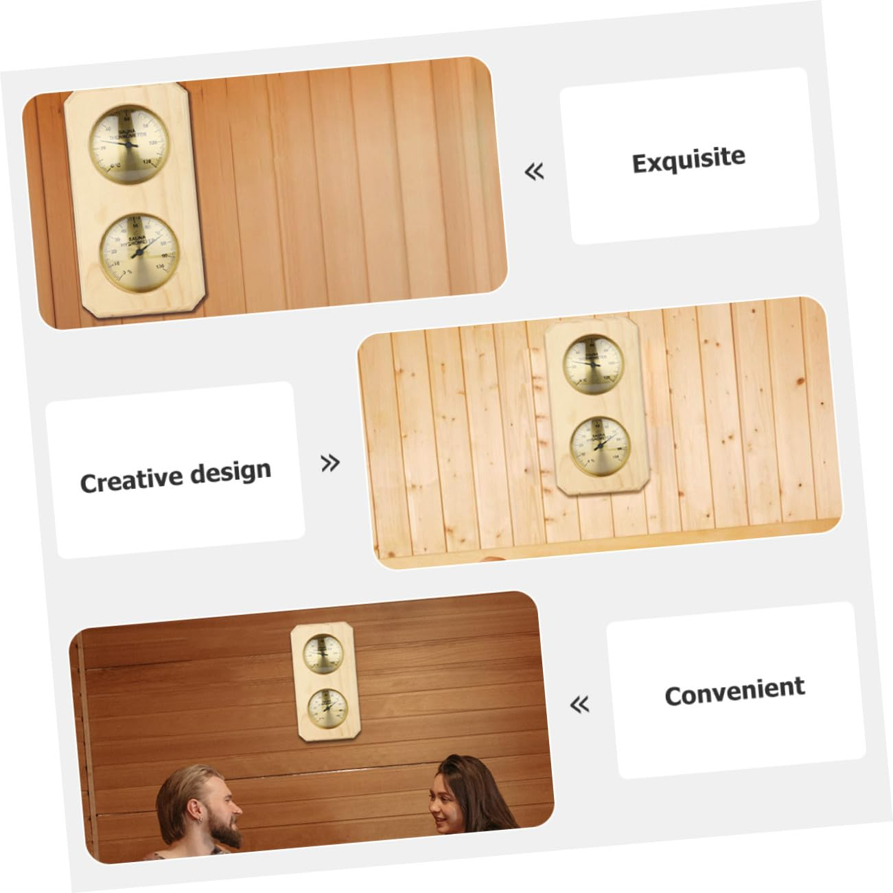 Gatuida Thermohygrometer for Sauna Accurate Indoor Humidity Temperature Gauge Simple Sauna Thermometer Measuring Tool for Daily Use image number 3