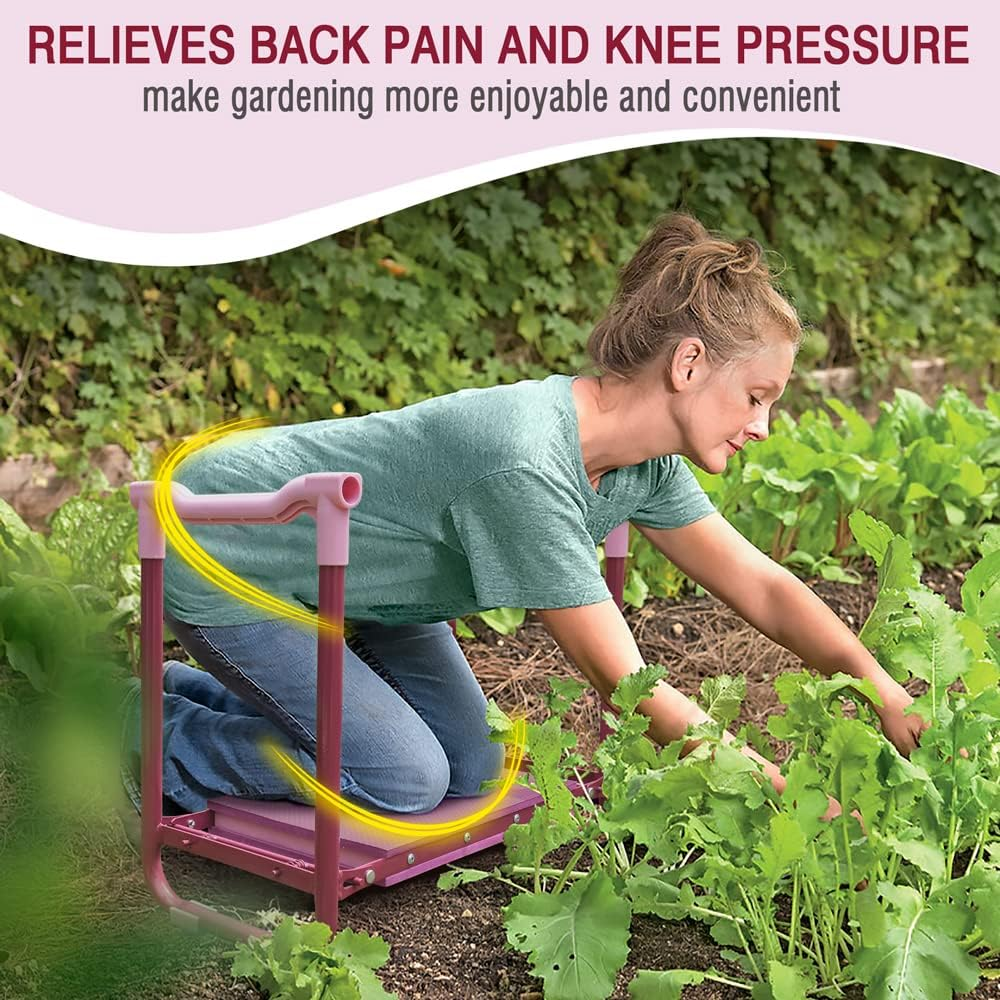 Colwelt Garden Kneeler Upgraded, Gardening Kneelers Stool with Rugged & Sturdy Steel Frame, Garden Seat and Kneeler Bench with Tool Pouch, EVA Foam Pad Protects Your Knees(Purple) image number 6