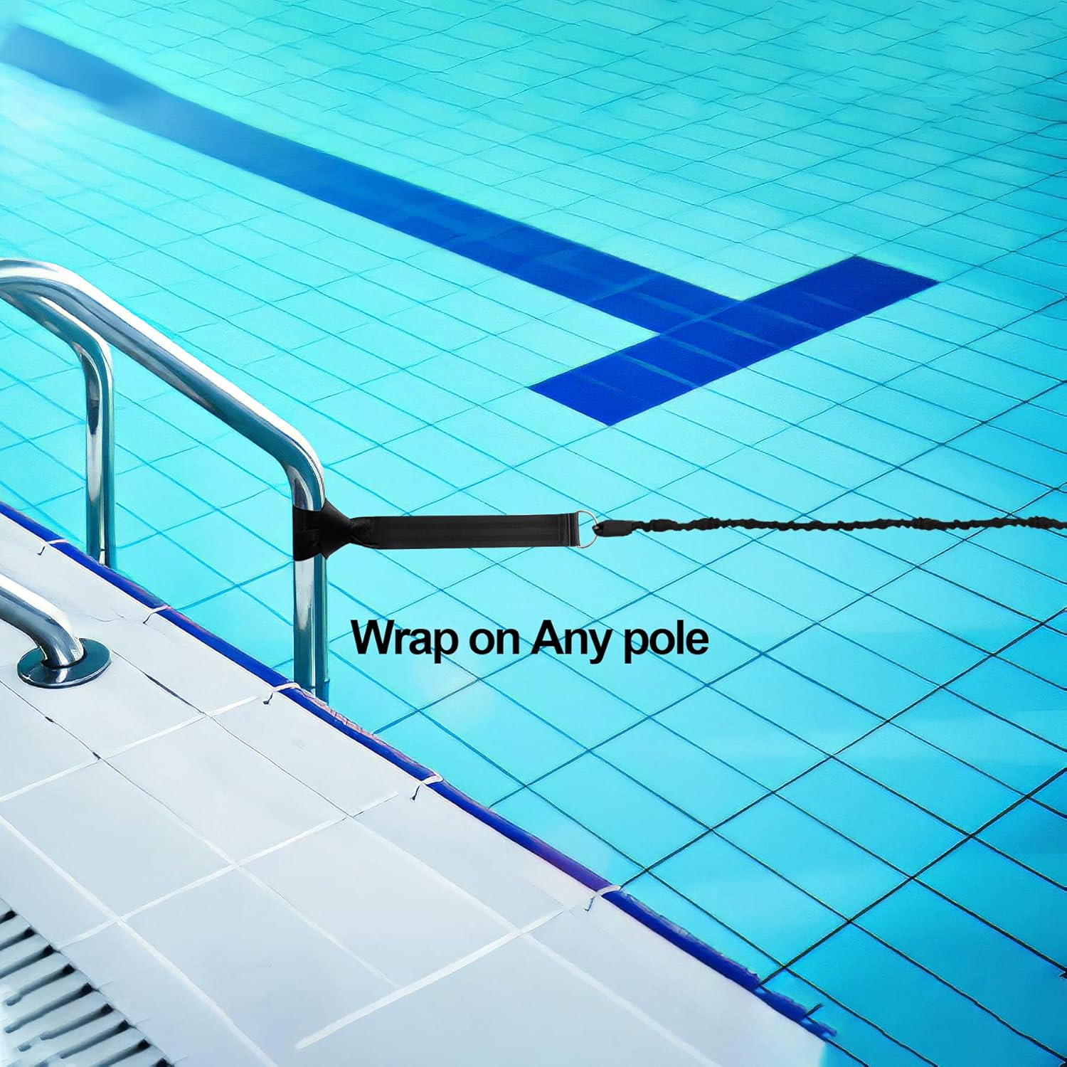 Hikeen Swimming Training Belt, Swimming Tether Swim in Place Harness Stationary Swimming Aquatic Resistance Belt image number 2