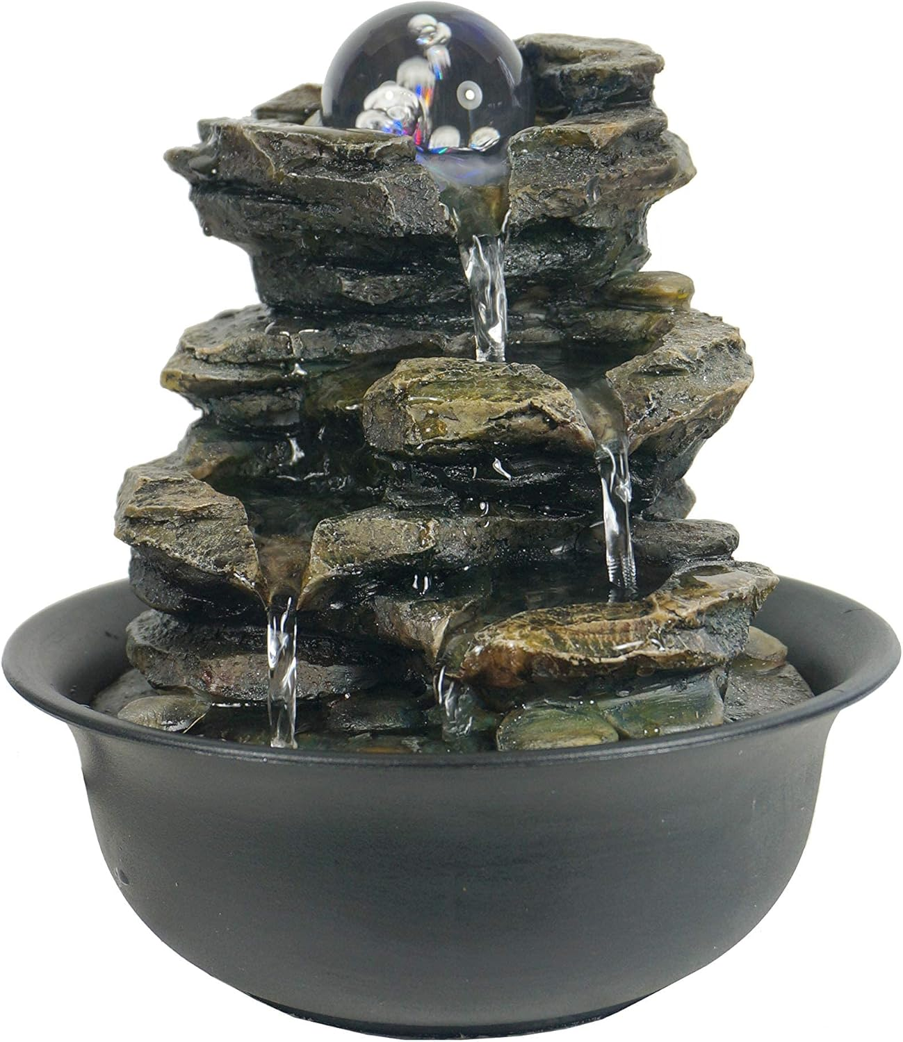 Creative Touch Heart of Nature Indoor Water Fountain with LED Light and Colour Changing Spinning Ball | 3 Pin UK Plug USB Included Gold image number 6