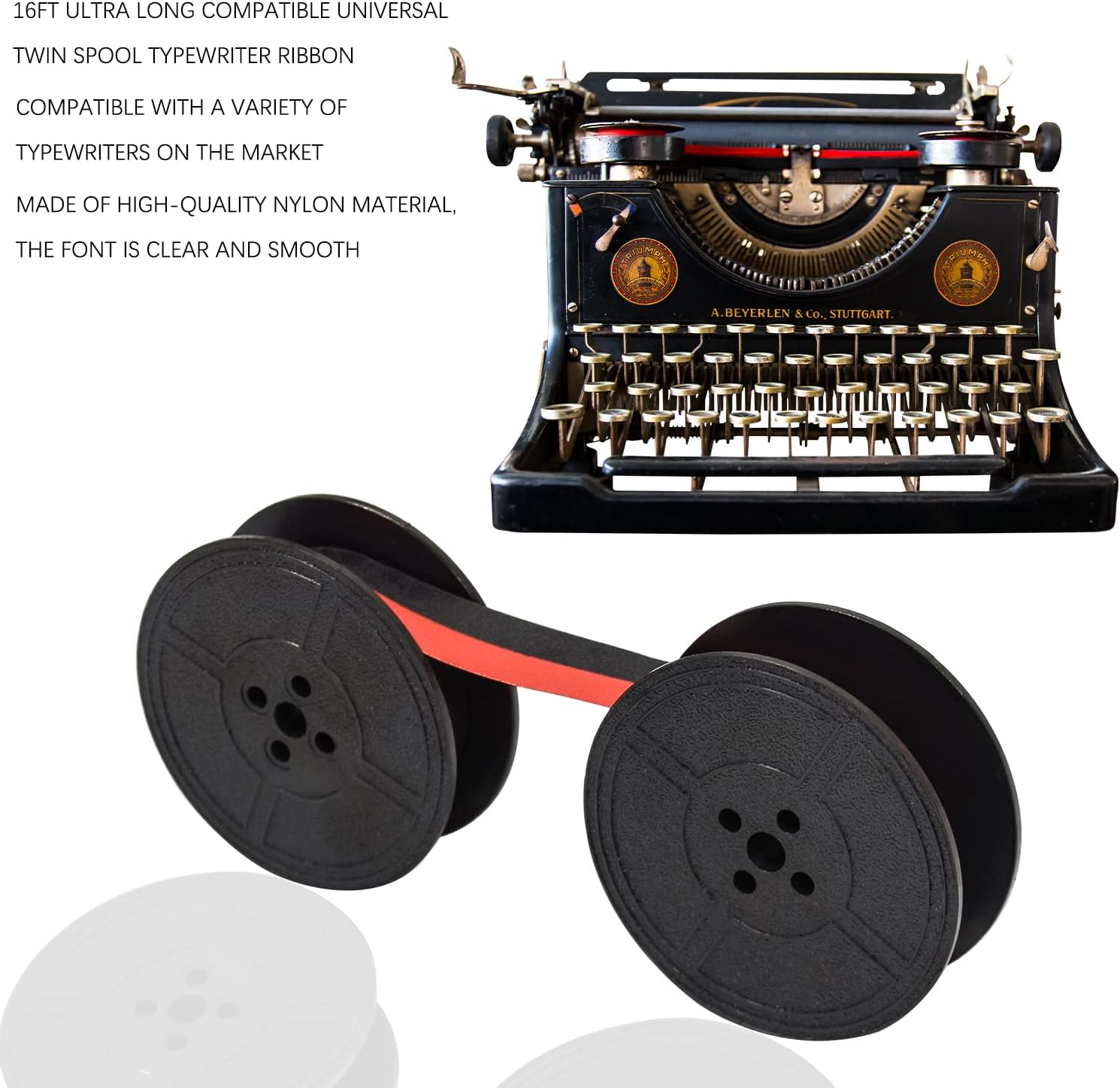 4 Pairs Universal Typewriter Ribbon Twin Spool Typewriter Ink Ribbon Replacement Pack Compatible with Most Typewriter (Black-Red,Black) image number 5