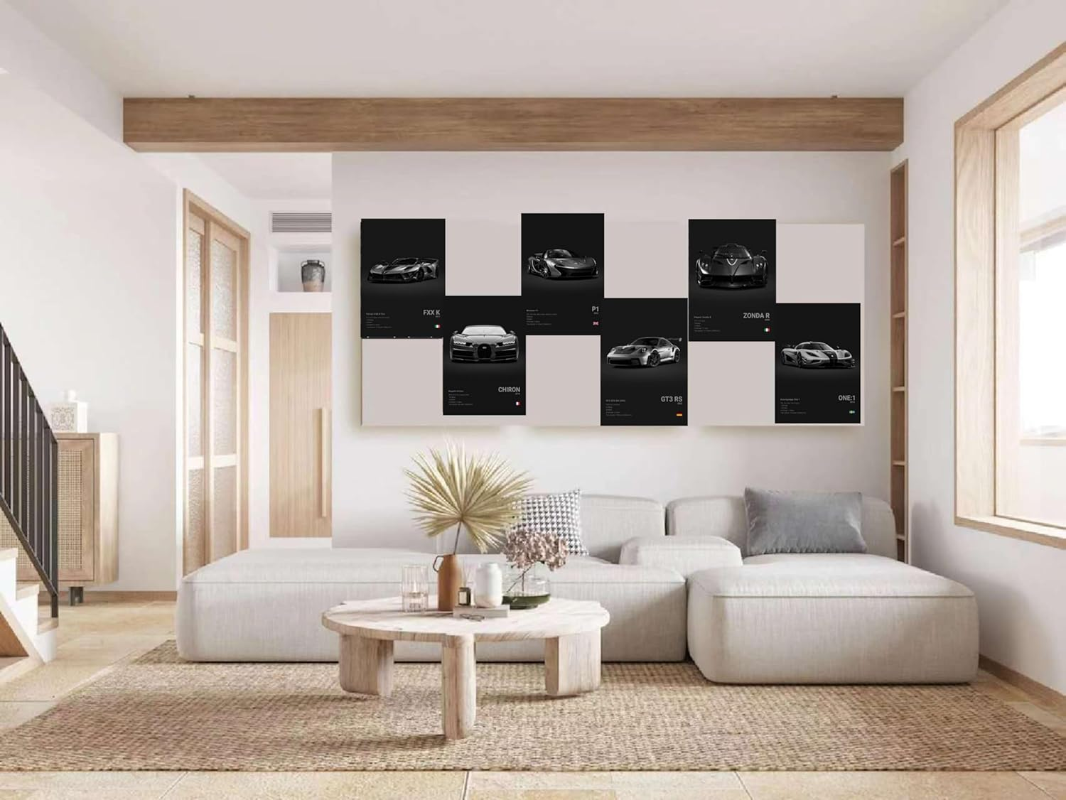 Super Car Poster Racing Car Wall Art for Home Decor Car Prints for Walls FXXK CHIRON P1 911GT3 RS ZONDA R ONE:1 Cardstock Posters Set of 6(Unframe 8X12Inch) image number 1