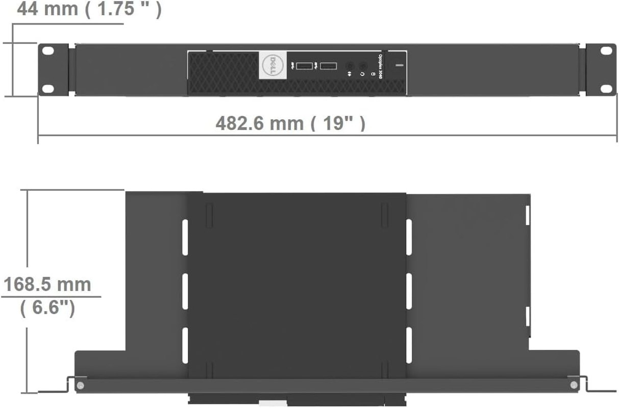JINGCHENGMEI Mini Rack Mount for Dell Optiplex Micro Form Factor Case-1U Hinged Server Rack Shelf with Easy Access Network Connections in 19-Inch Network Cabinet or Server Rack image number 1