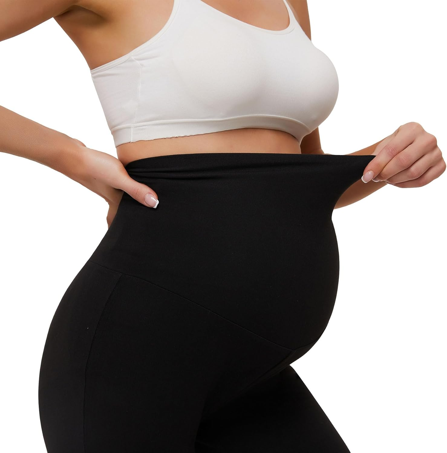 Buttery Soft Fold over Straight Leg Leggings, Two Ways to Wear, before during after Pregnancy image number 4