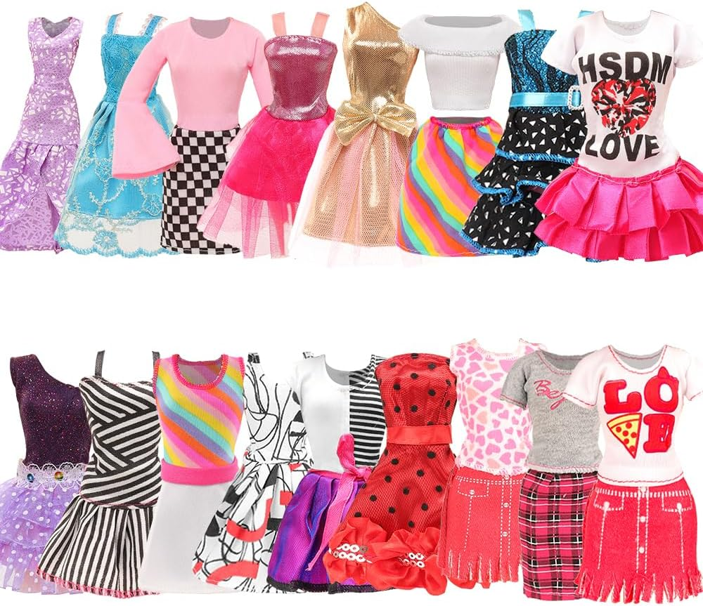 Barwa 48 Pcs Accessories Include 20 Clothes Dresses Outfits, 10 PCS Shoes 18 Accessories for 11.5 Inch 28 - 30 Cm Dolls image number 5