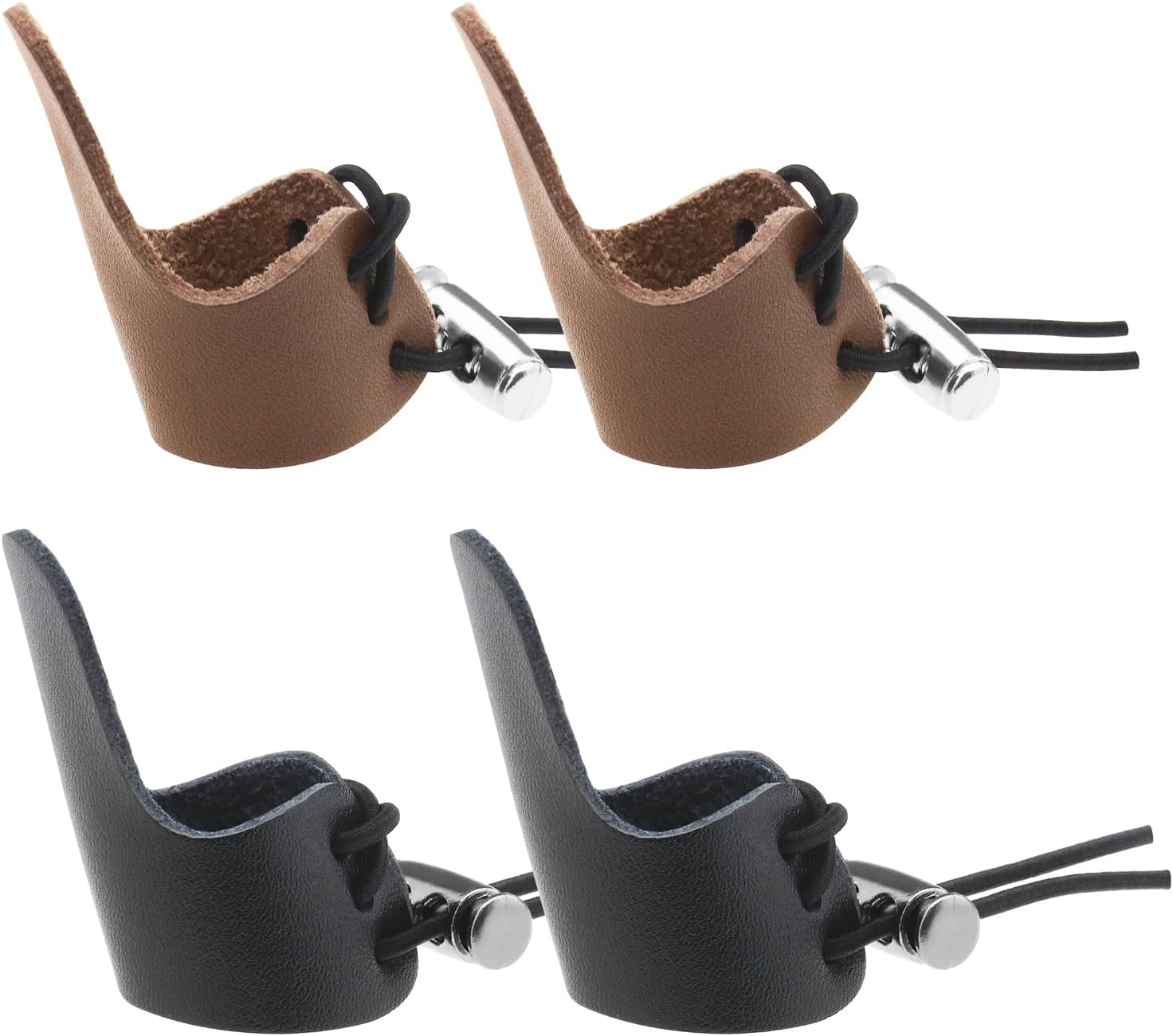 Emsea 4Pcs Finger Protection Pad Finger Gloves Archery Finger Tab Leather Thumb Ring Arrow Finger Pad Sport Accessories 4.9X2.3Cm