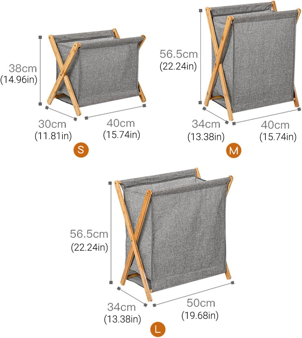 AIMALL Foldable Laundry Basket with Solid Wood Frame, Breathable Fabric, Large Capacity for Bathroom and Bedroom, Detachable Design, 3 Sizes image number 5