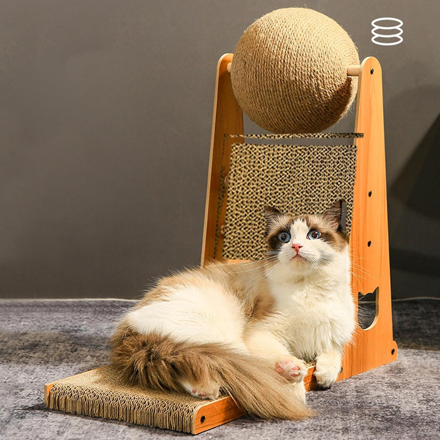 L Shape Cat Scratcher | Stylish Vertical Cat Scratching Post with Cat Scratcher Ball - Scratch-Proof Sisal Cat Scratcher Toy, Cat Bed, Detachable Cat Toy for Indoor Cats image number 1
