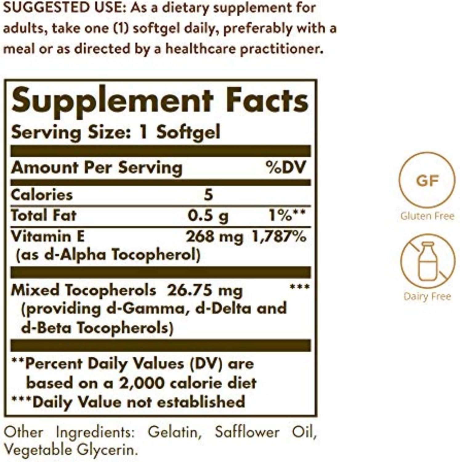 Solgar Vitamin E 400 IU Mixed Softgels D-Alpha Tocopherol and Mixed Tocopherols, 250 Count image number 5