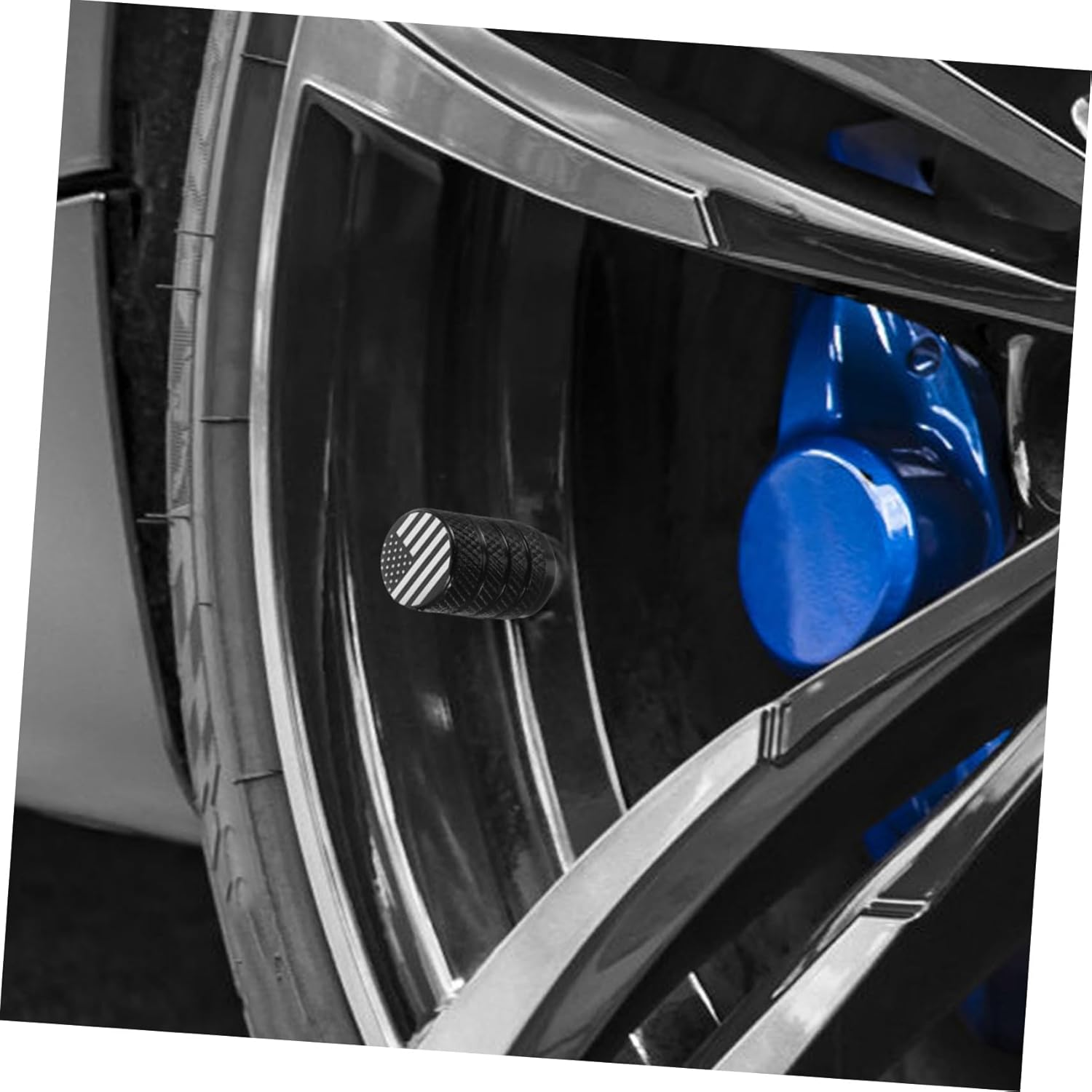 Sosoport 4Pcs Aluminum Alloy Car Tyre Valve Caps Set Black Sturdy Metal Tire Air Stem Covers Automotive Dust Protection Accessories for Cars and Trucks image number 4