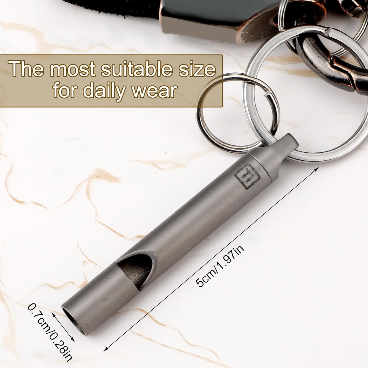 Gosknor Emergency Whistle, Titanium Dog Training Whistle with 2 Keychain Rings Survival Loud Whistle for Outdoor Camping Hiking Boating Whistle image number 5