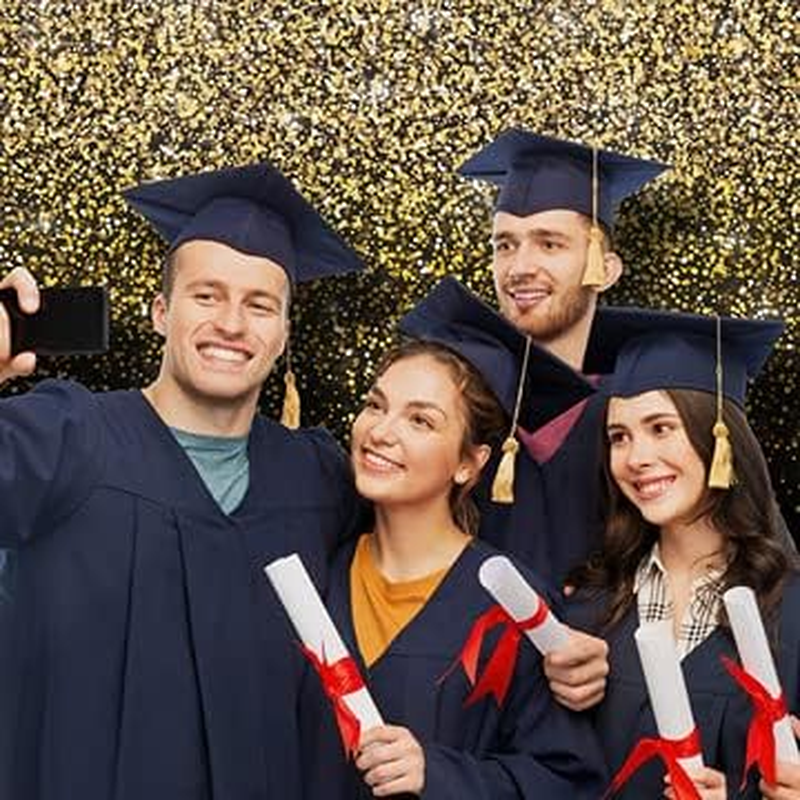 Black and Gold Photo Booth Backdrop - Perfect Party Decoration for Graduation, Birthday, Christmas, New Years Eve, Bachelorette, Weddings, Prom | Gatsby Photo Booth | Measures 6Ft X 6Ft image number 3